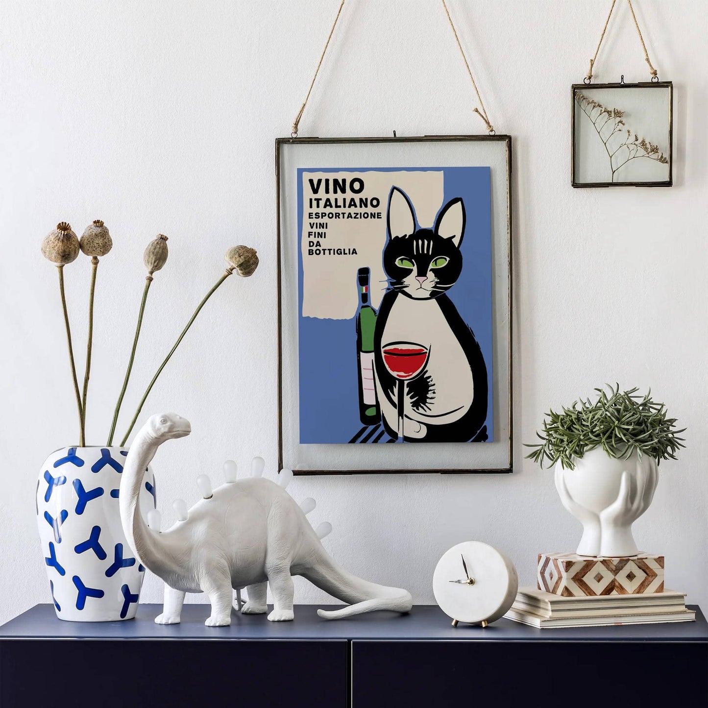Vino Italiano Retro Cat Wine Poster - HypeSheriff