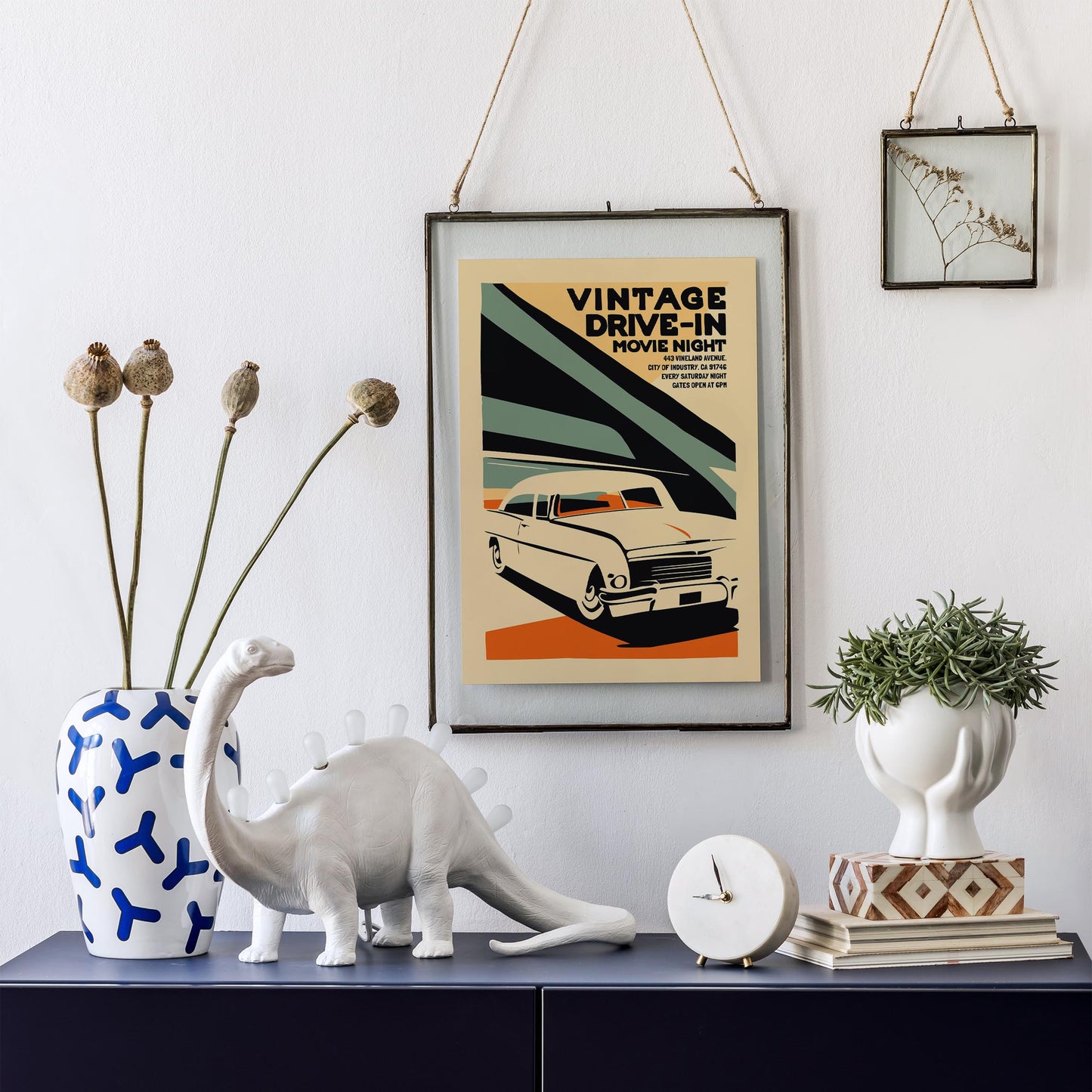Retro Classic Car Drive-In Wall Art Print
