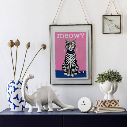 Cute Zebra Cat Meow Poster