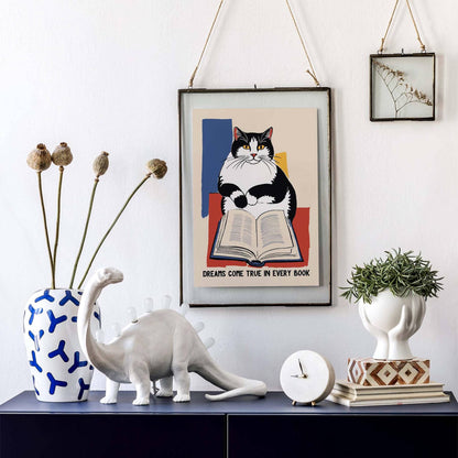 Bookish Cat Wall Art Poster