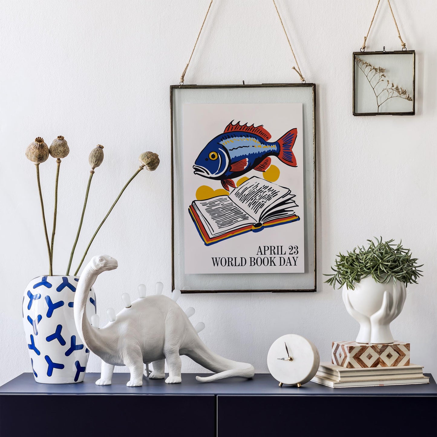 World Book Day Fish Reading Poster Print