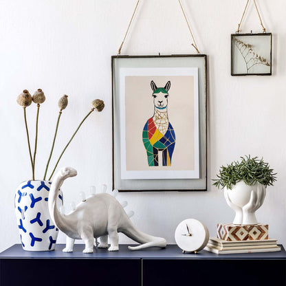 Geometric Llama Poster Print