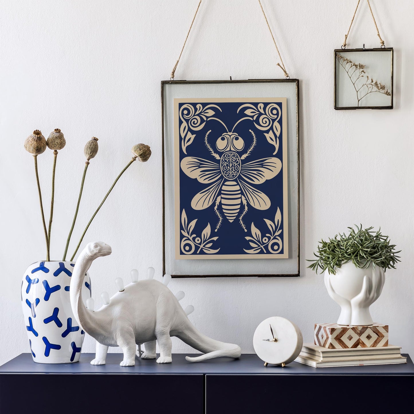 Navy Blue Fly Bug Poster
