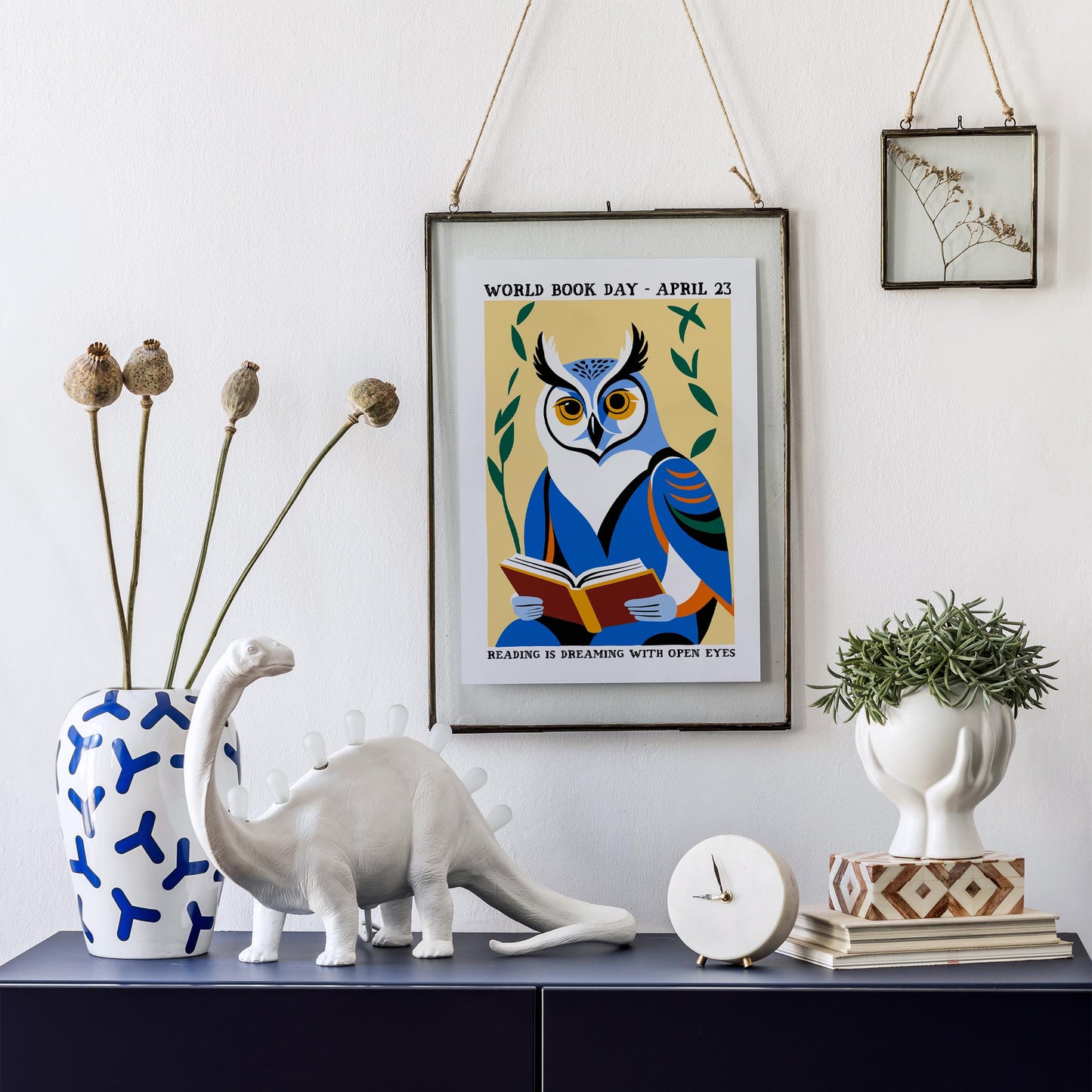 World Book Day Reading Owl Poster Print