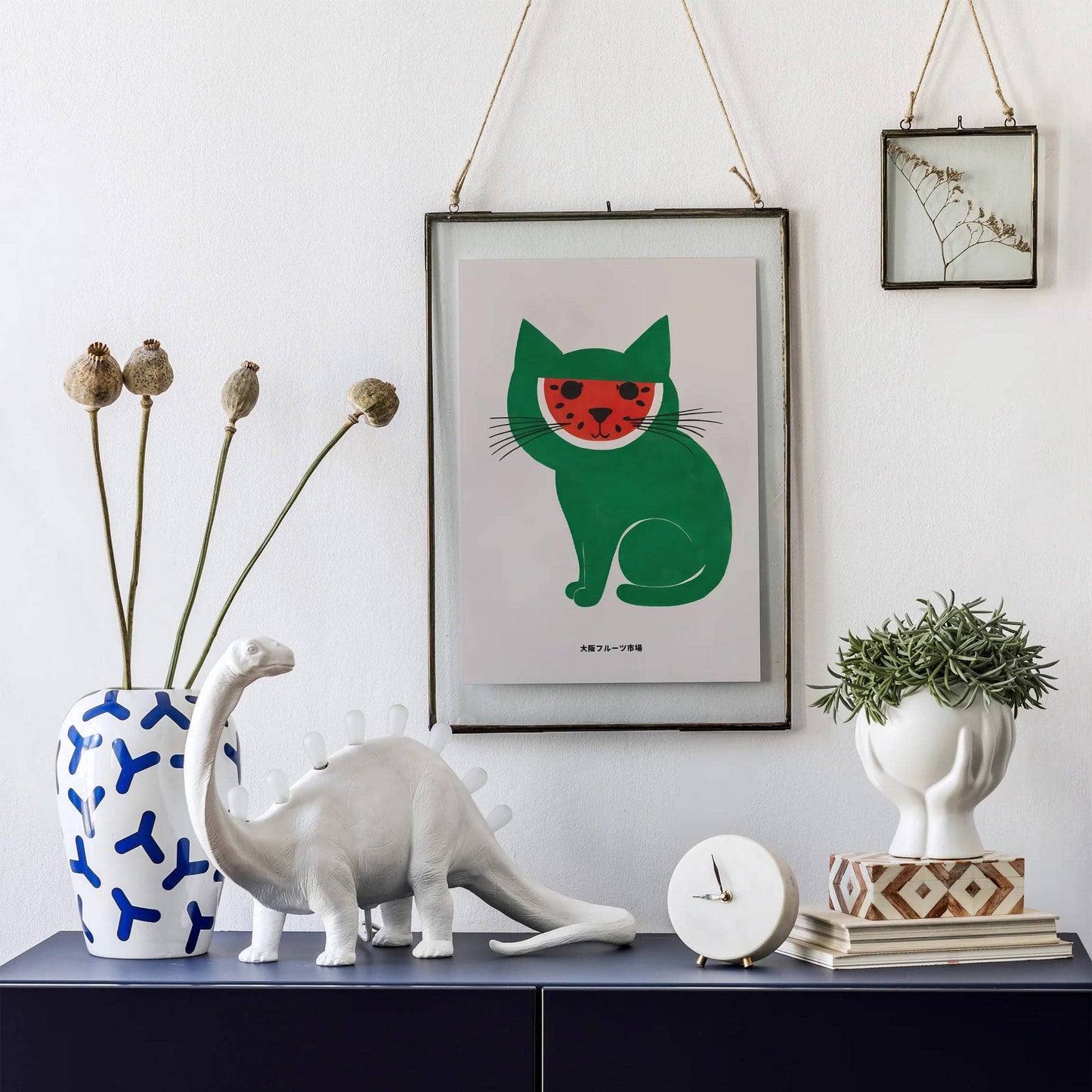 Japanese Watermelon Cat - Osaka Fruit Market - Poster Print