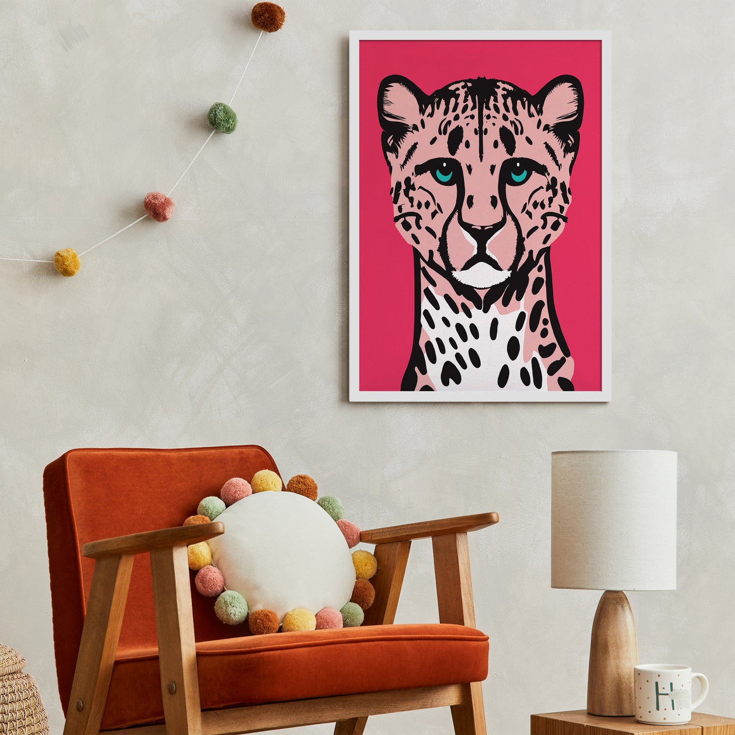 Cute Pink Panther Jungle Cat Art Print