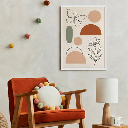 Minimalist Boho Wall Art – Butterfly, Flower & Shapes