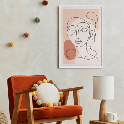 Minimalist Line Art Woman Face Print
