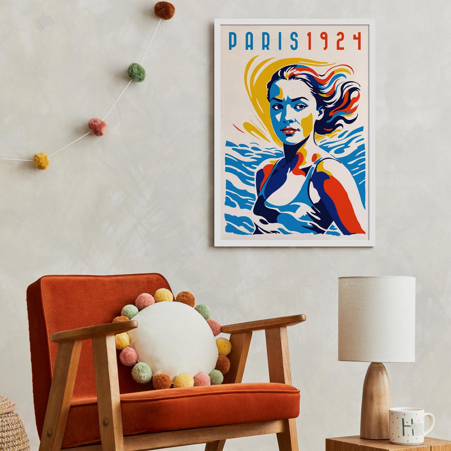 Paris 1924 Vintage Beach Wall Art Print