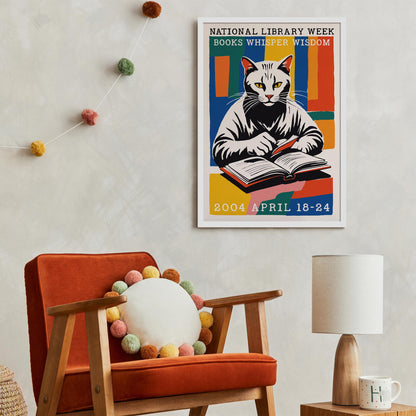 Library Cat Reading Poster
