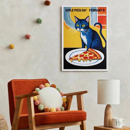 World Pizza Day Cat Poster