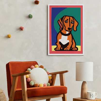 Cute Dachshund Wall Art Print