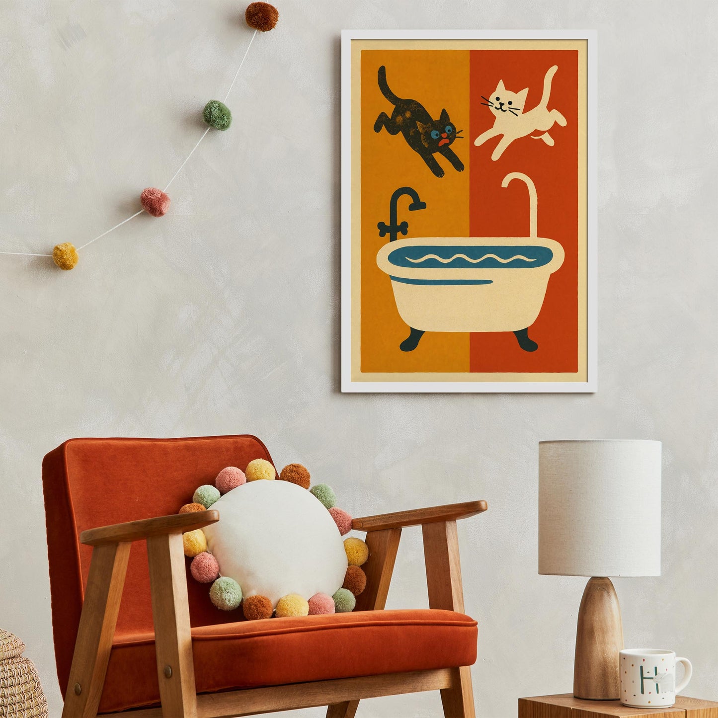 Playful Cats Bath Poster