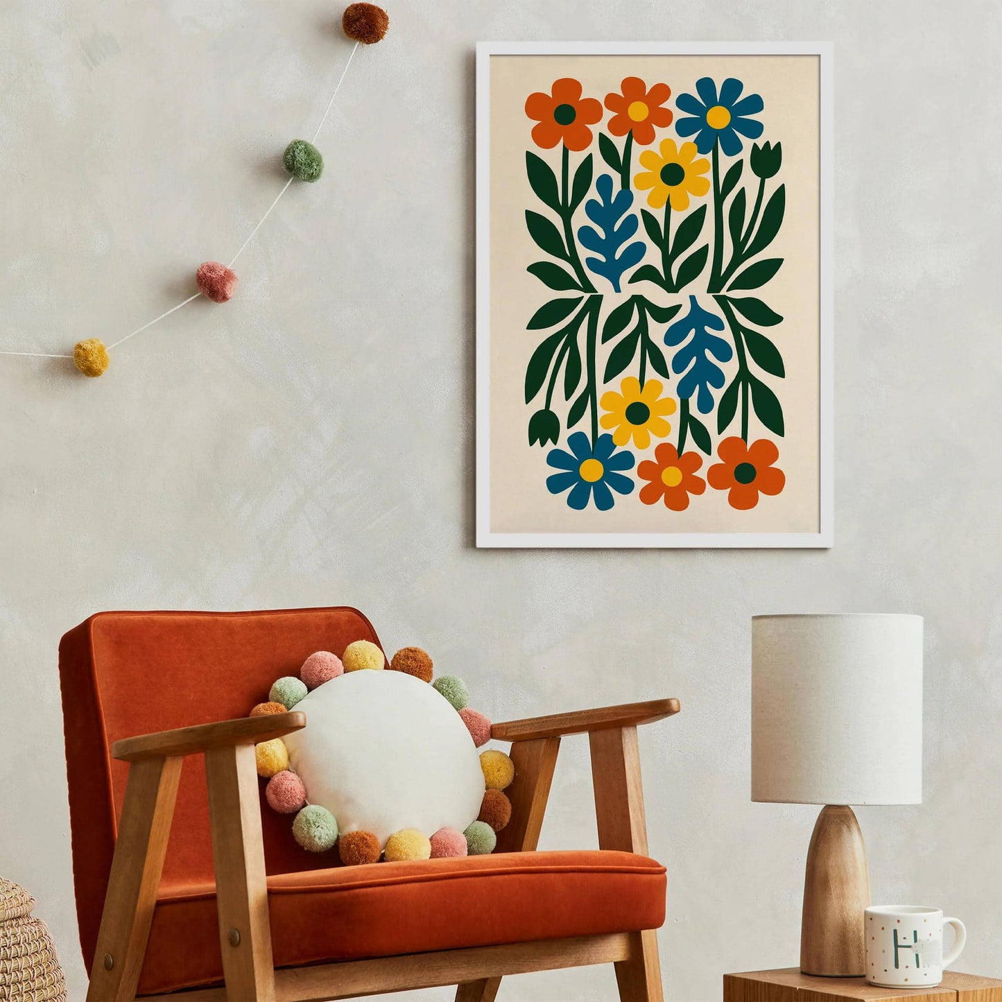 Retro Flowers in Matisse Style Poster