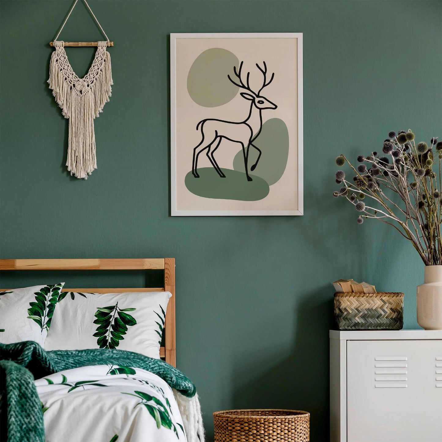Deer Line Art Print – Aesthetic Woodland Wall Decor