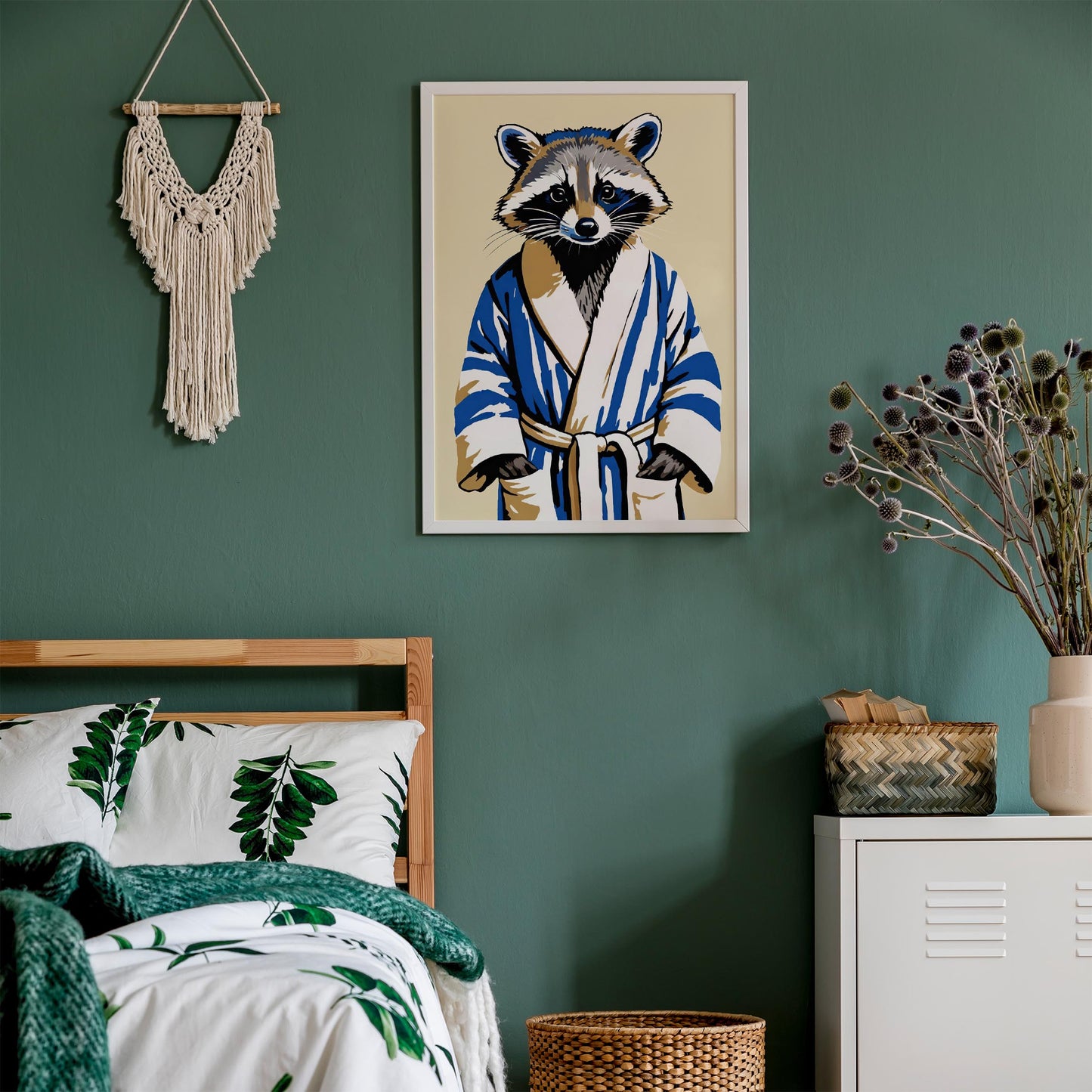 Raccoon Japanese Robe Wall Print