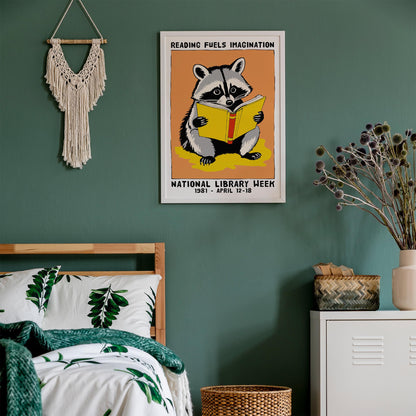 National Library Week Raccoon Poster