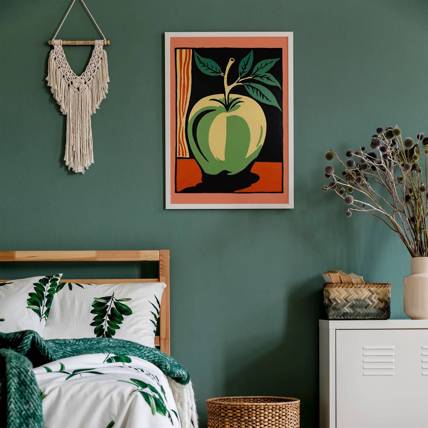 Retro Growing Apple Art Print