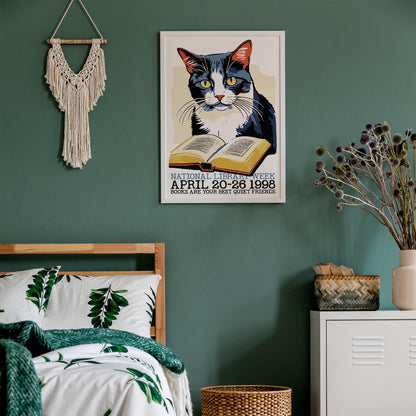 1998 Cat Library Week Poster Print