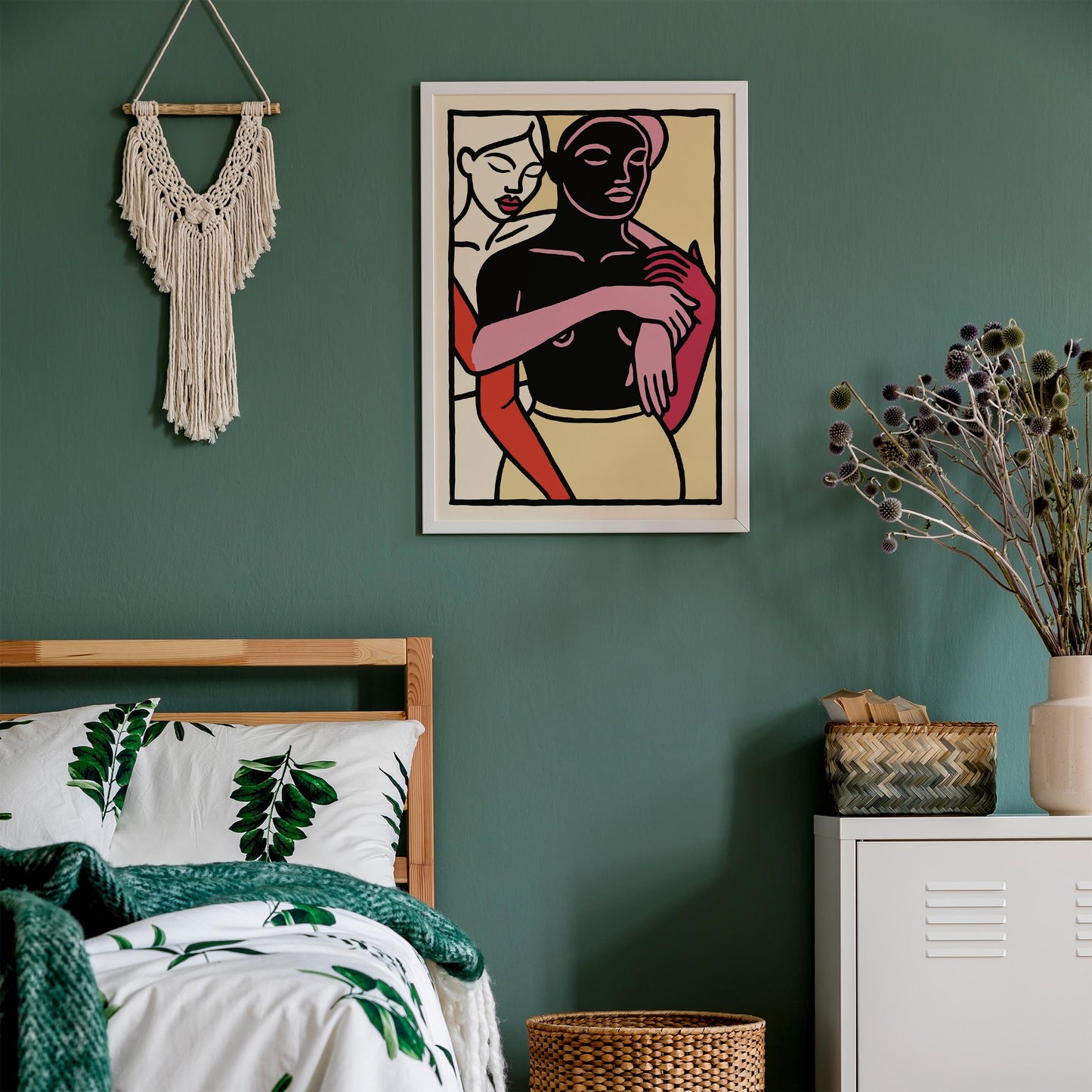 Modern Embrace Poster - Abstract Couple Wall Art Print