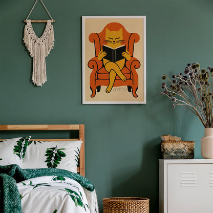 Reading Cat Wall Art