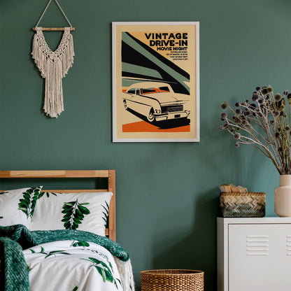 Retro Classic Car Drive-In Wall Art Print