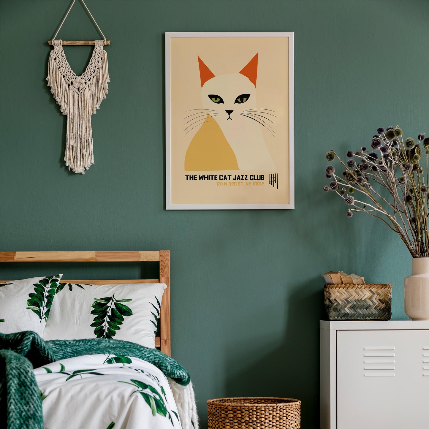 Retro Cat Music Wall Art Print