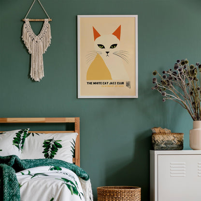Retro Cat Music Wall Art Print
