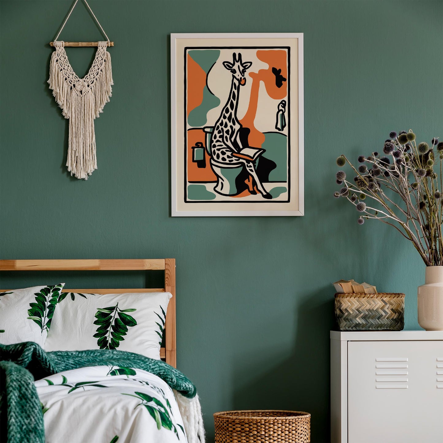 Reading Giraffe Bathroom Wall Art