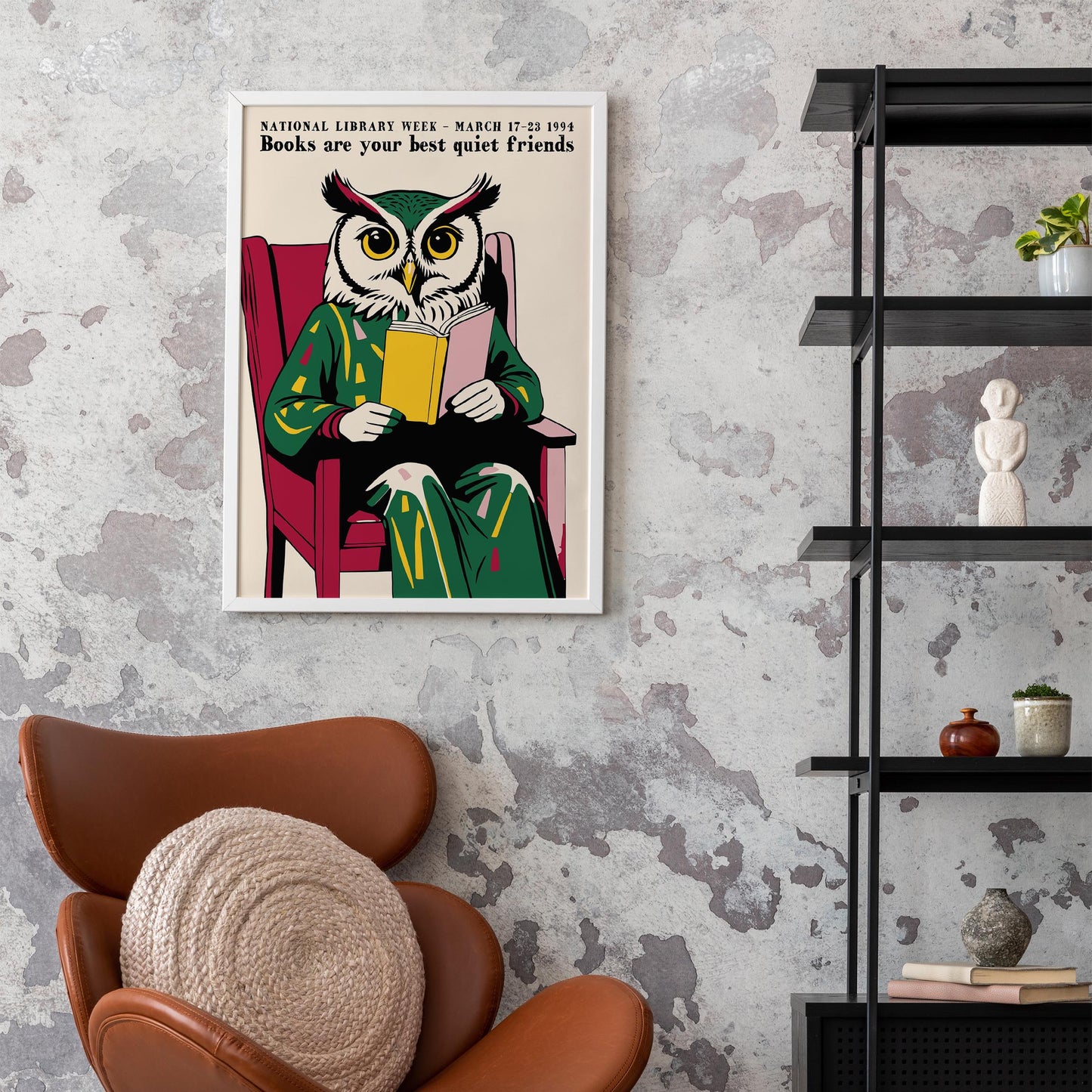 National Library Week Owl Wall Art Study