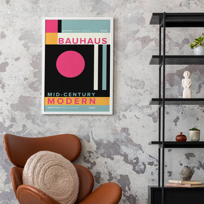 Bauhaus Modern Geometric Pink Art Print