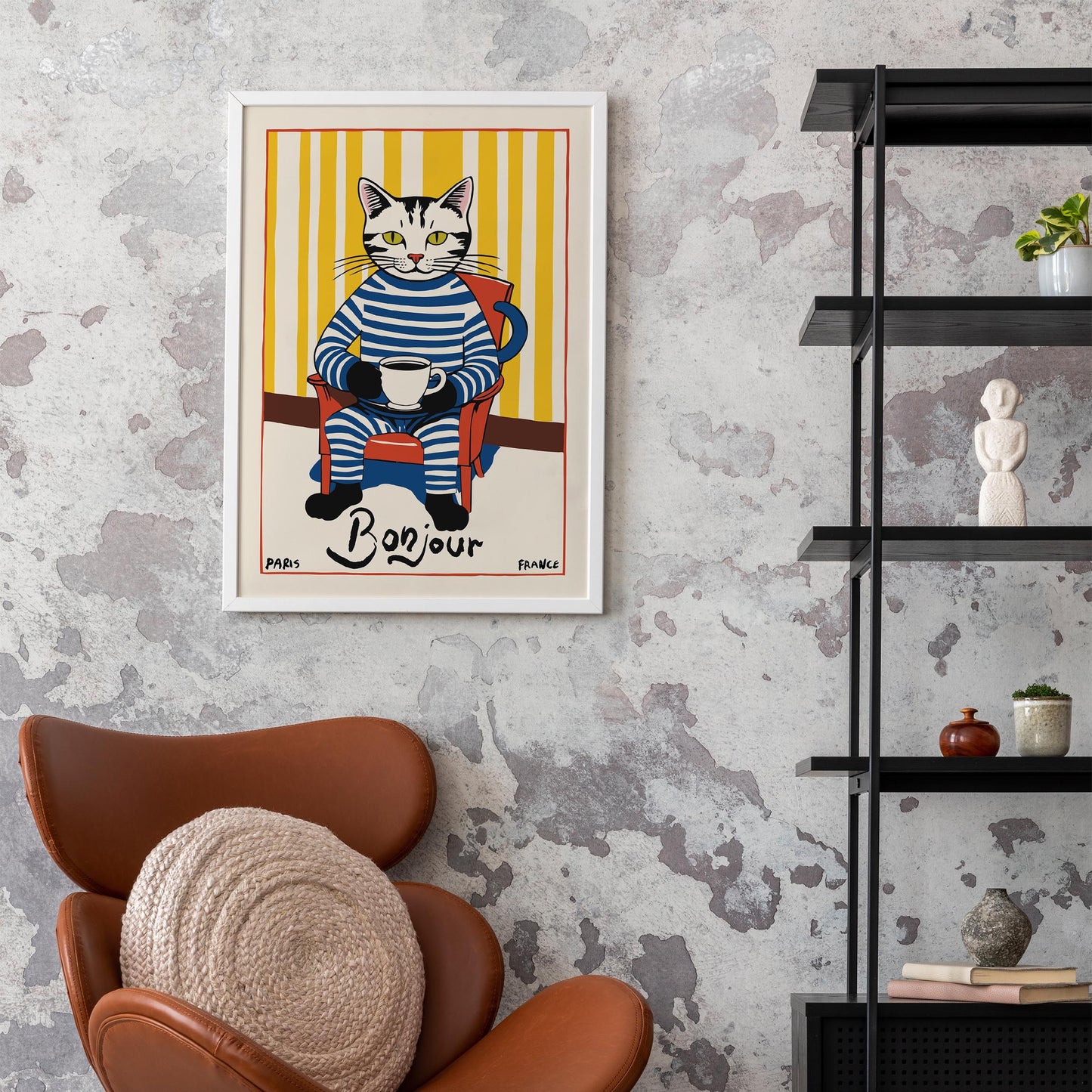 Bonjour Coffee Cat Wall Art Dining