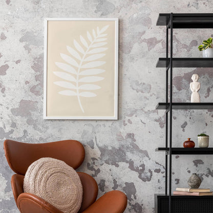 Japandi Fern Leaf Poster – White Minimal Wall Decor
