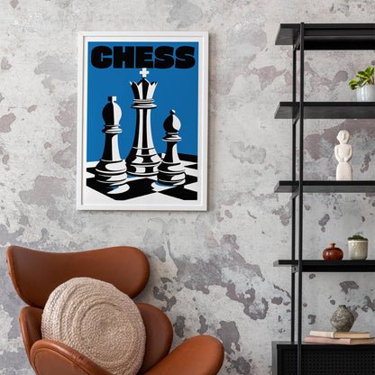 Bold Blue Chess Trio Poster Print