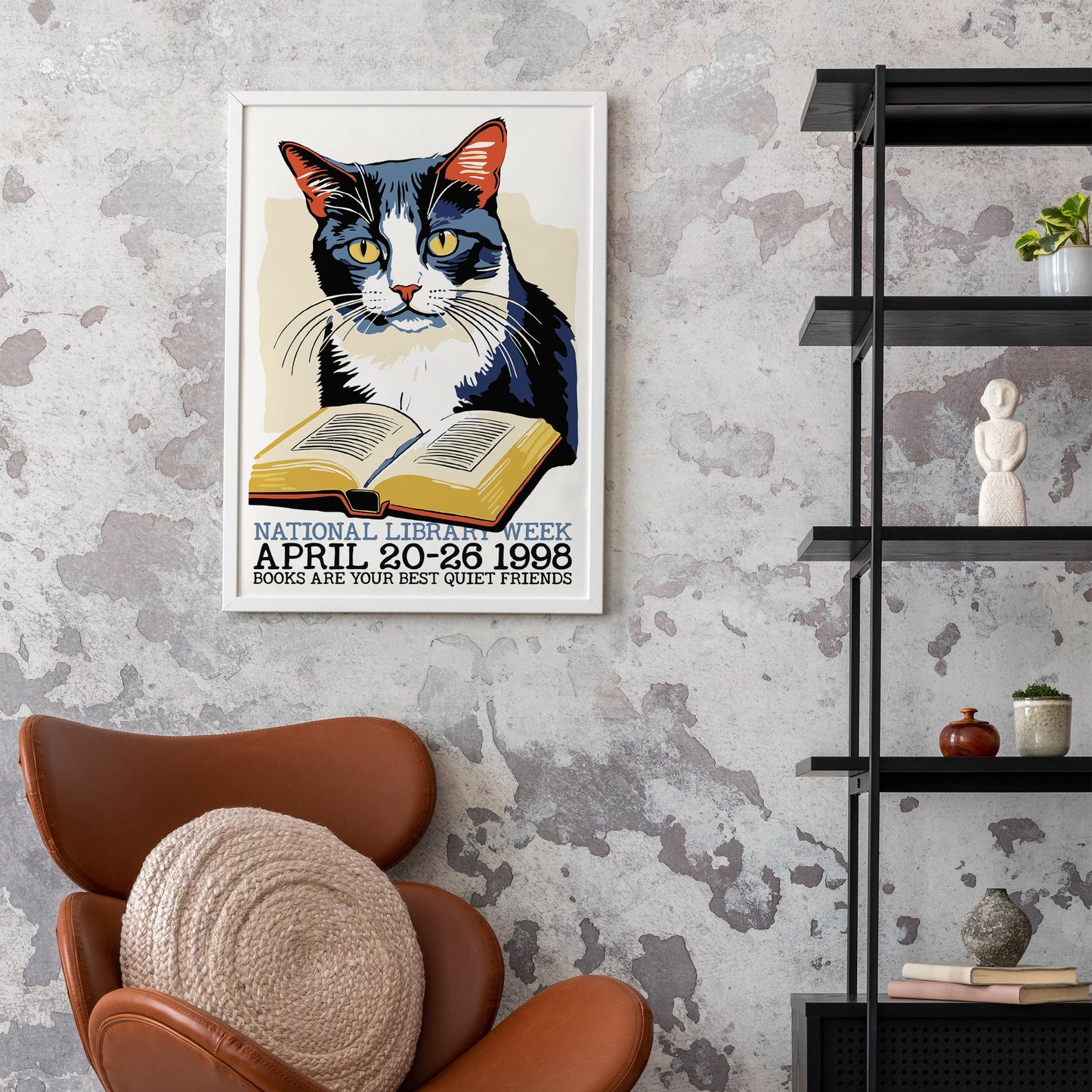 1998 Cat Library Week Poster Print