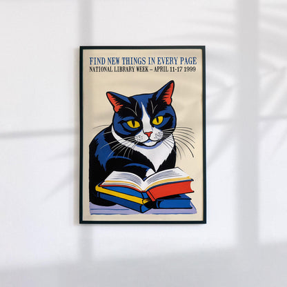 Reading Cat Poster