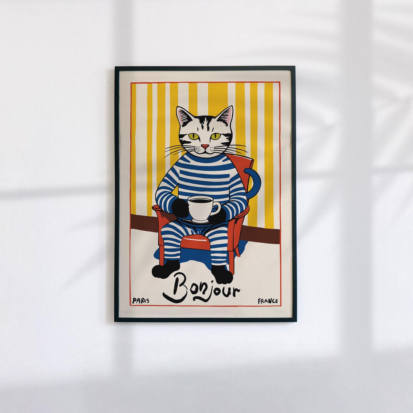 Bonjour Coffee Cat Wall Art Dining