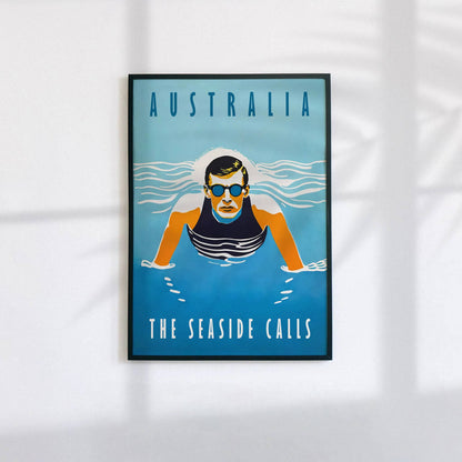 Australia Swimming Retro Poster