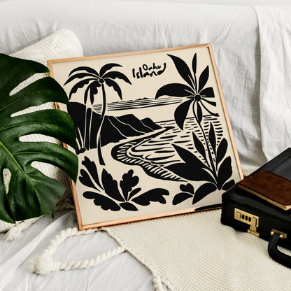 Oahu Island Travel Square Art Print