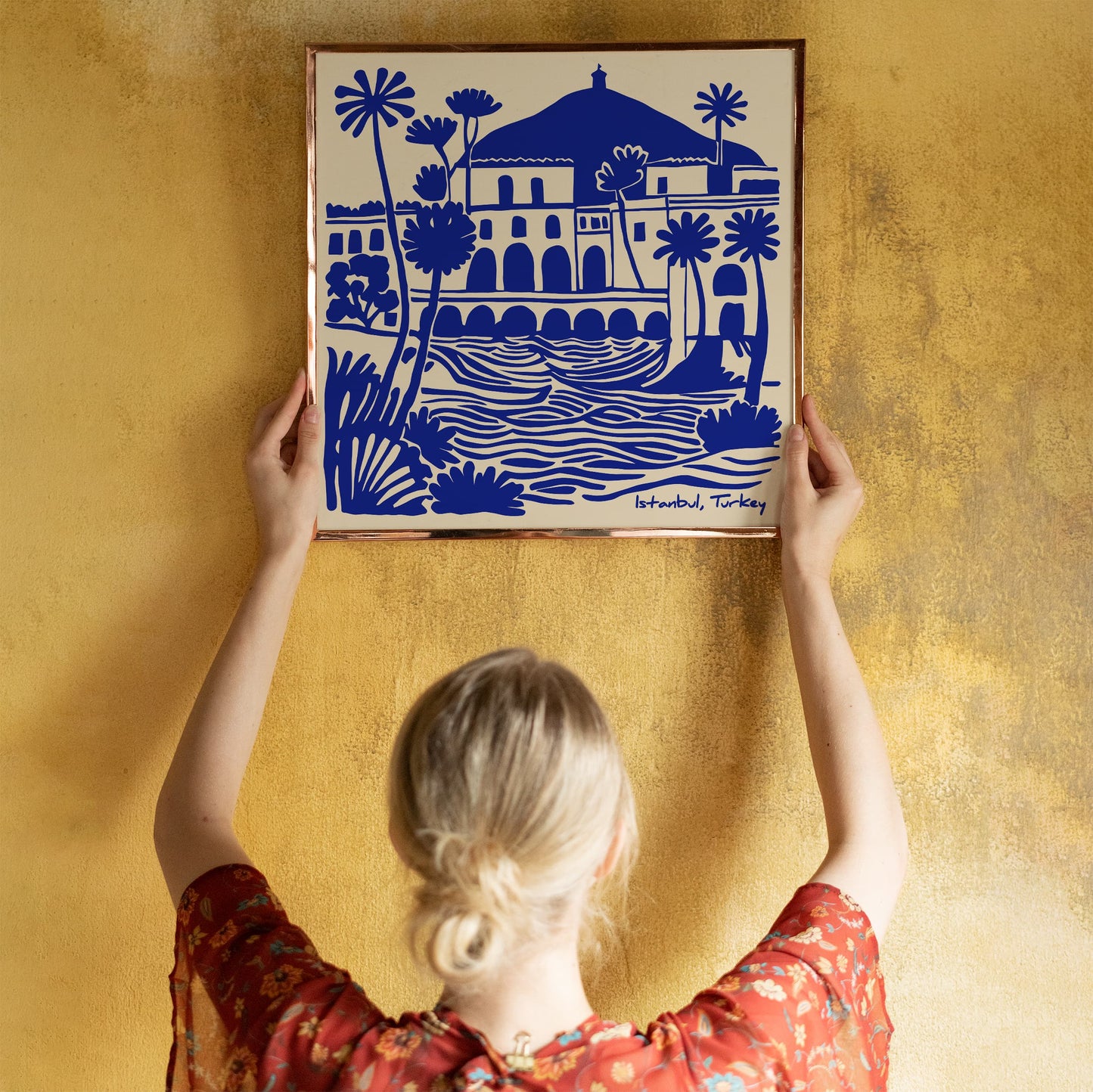 Istanbul Turkey Blue Travel Square Print