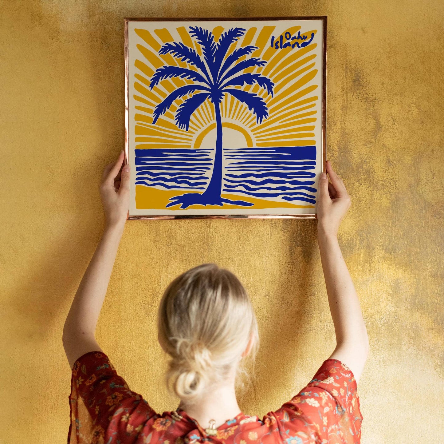 Oahu Hawaii Island Tropical Square Art Print