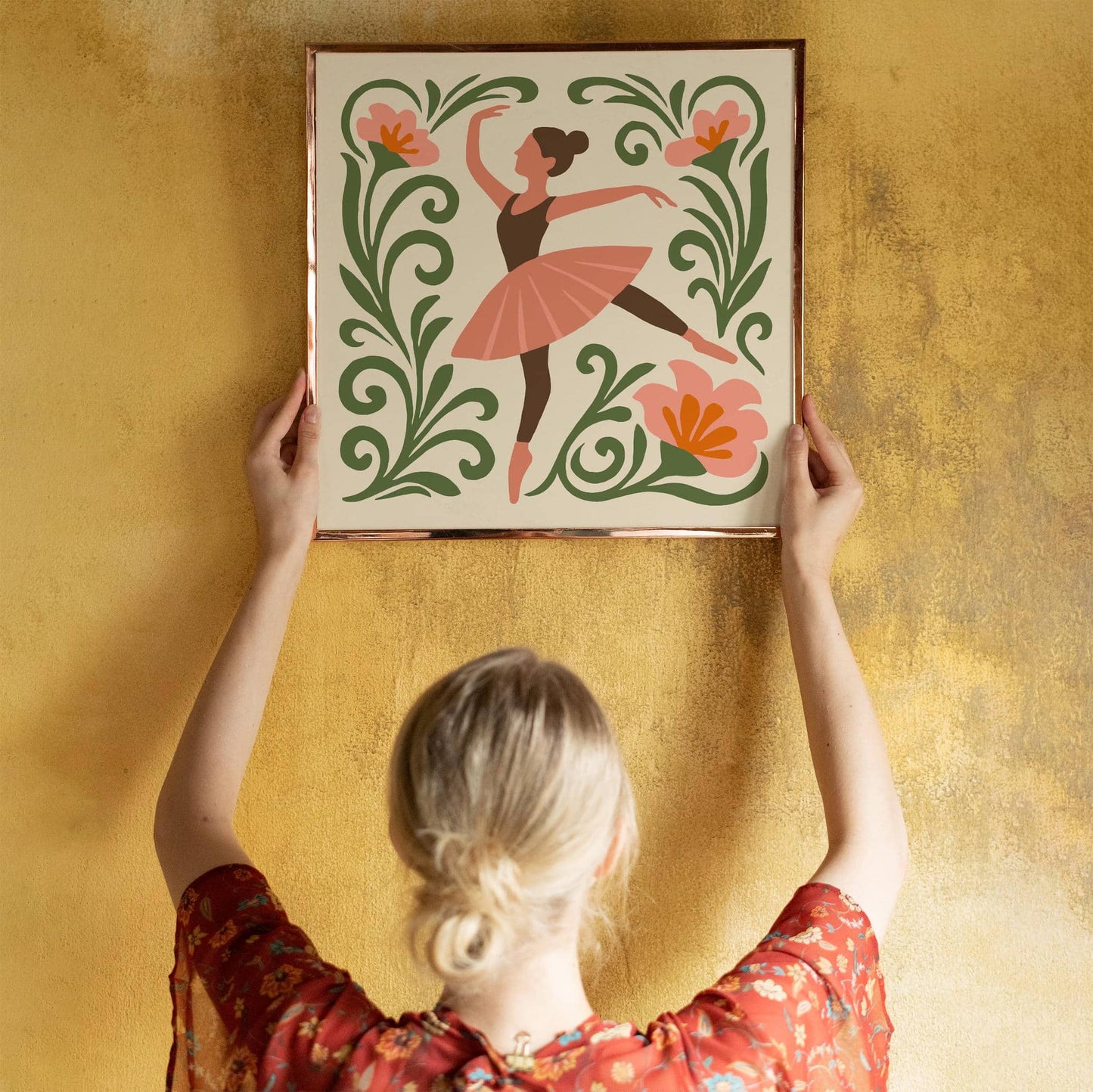 Boho Ballerina Art Print – Kids Room Wall Decor