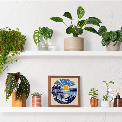 Tropical Scenery with Sunset Square Print