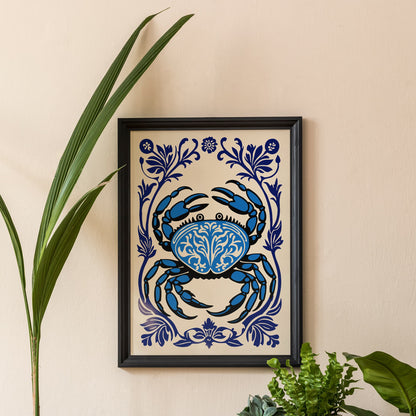 Blue Crab Neutical Art Print