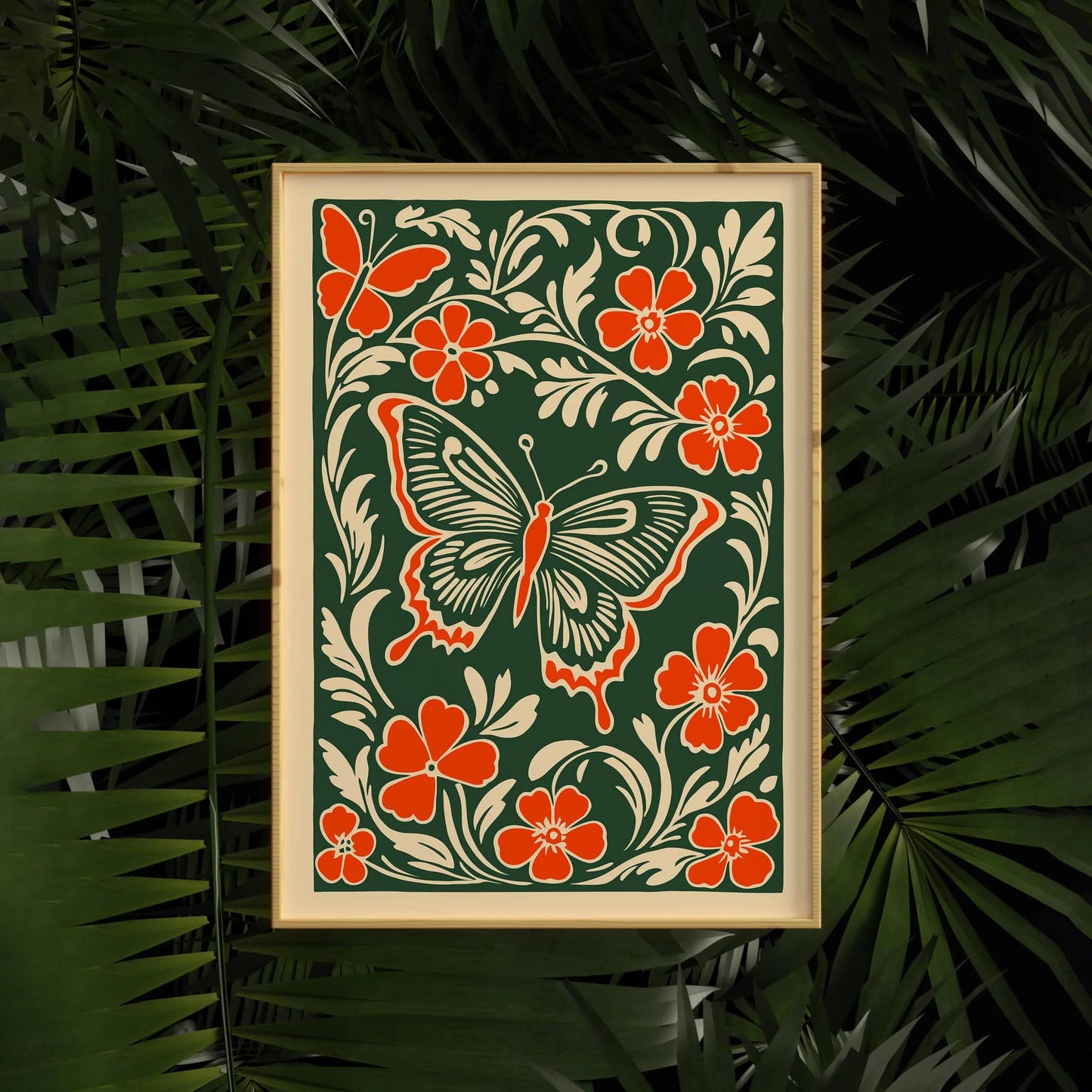 Green Butterfly Bohemian Art Print