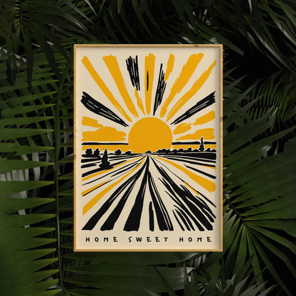 Yellow Sunset Home Sweet Home Poster