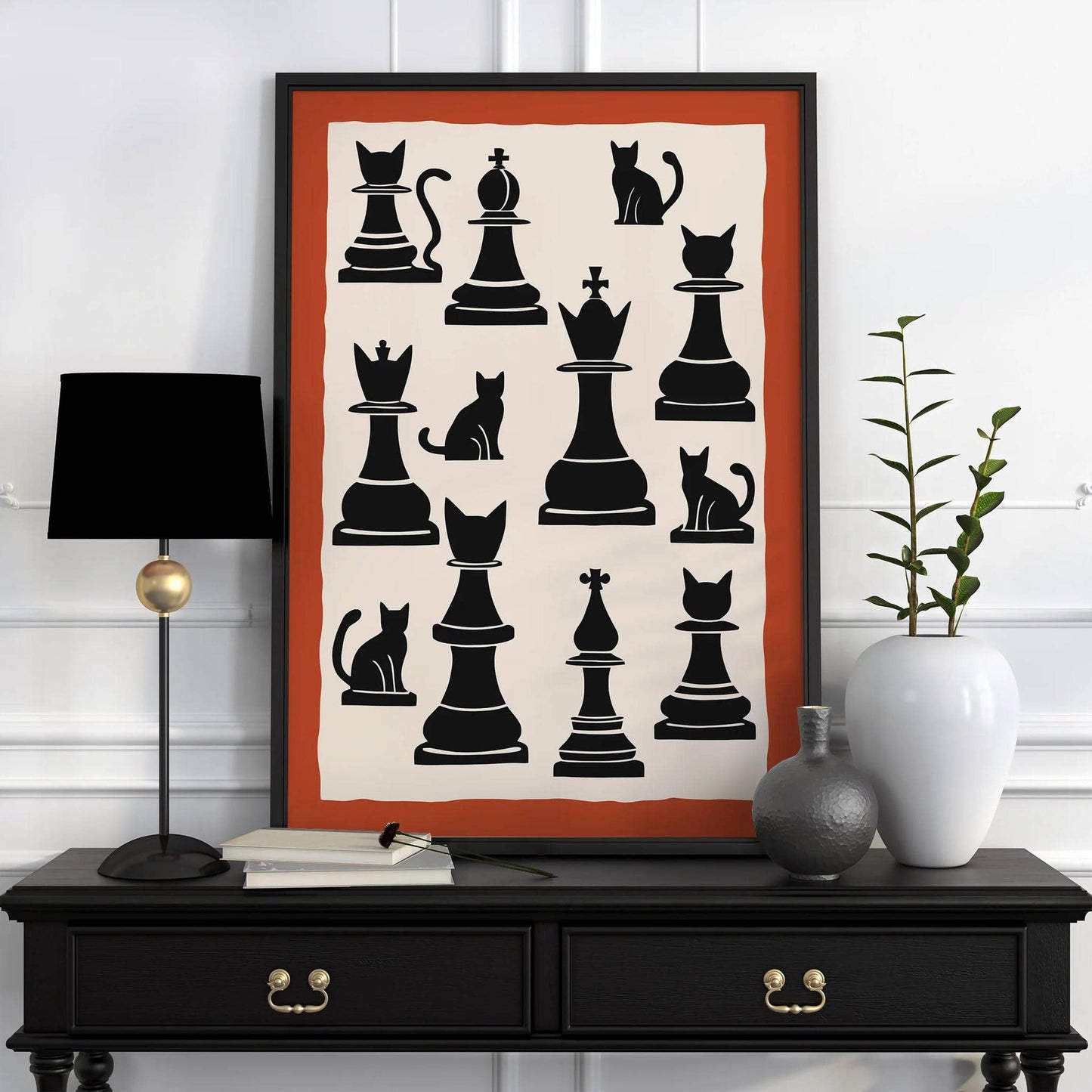 Cats Chess Abstract Poster