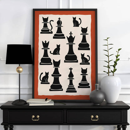 Cats Chess Abstract Poster