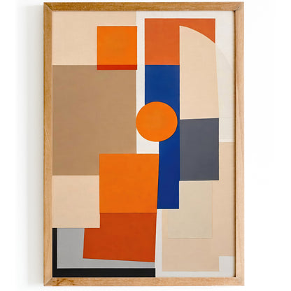 Mid Century Modern Abstract Orange Print