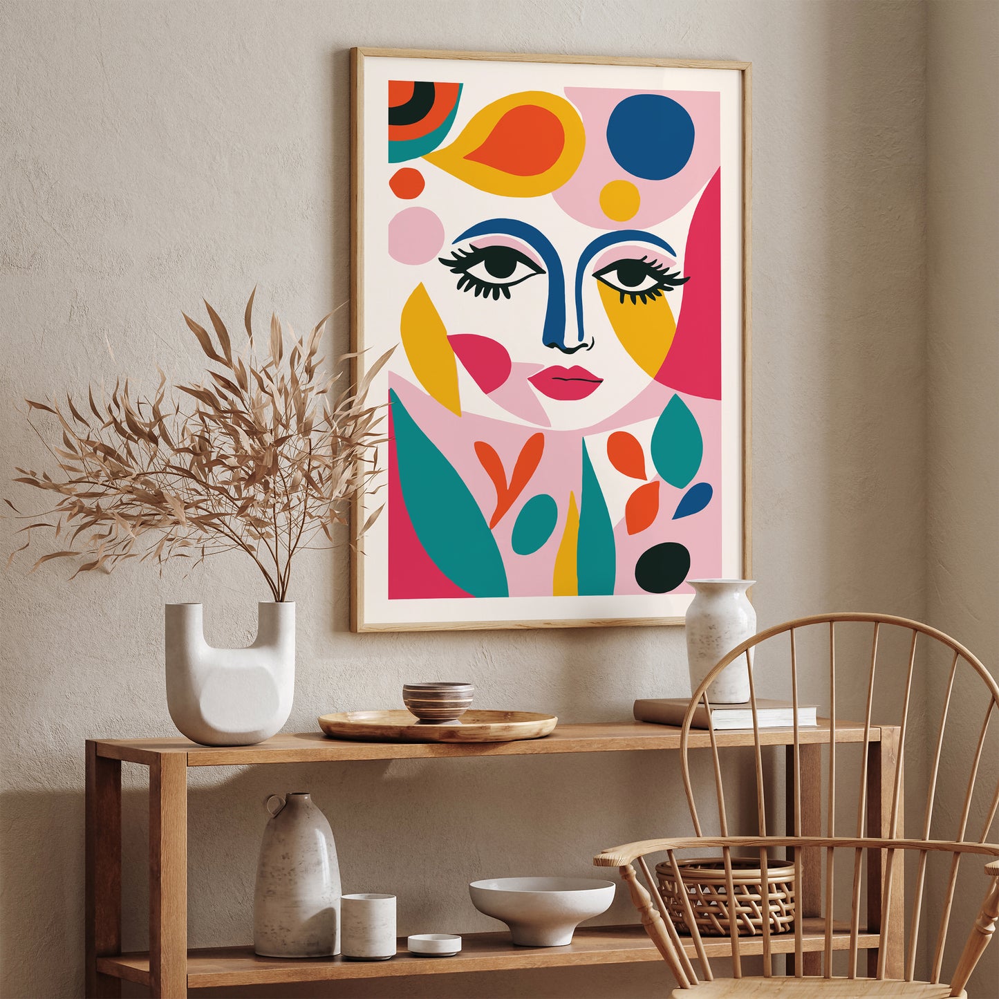 Colorful Girl Face Abstract Poster